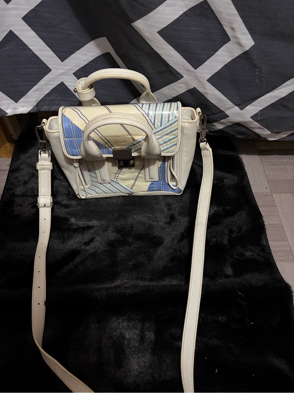 Phillip Lim Striped Shirting Cotton, PVC & Leather Pashli Mini Satchel Bag - Picture 11 of 12